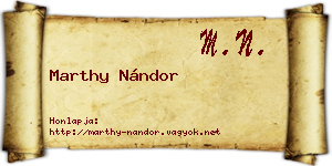 Marthy Nándor névjegykártya