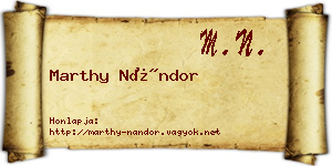 Marthy Nándor névjegykártya